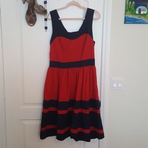 Eshakti red and navy cotton retro dress